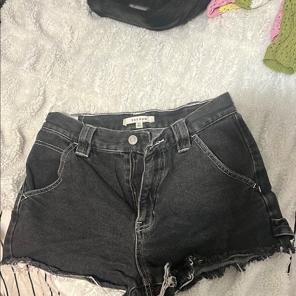 PacSun Black Jean Shorts Distressed High-Waisted